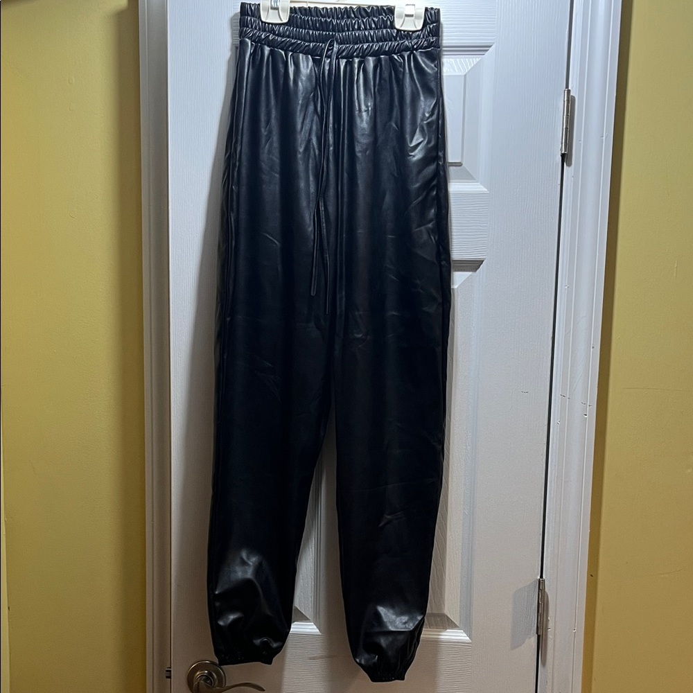 PrettyLittleThing Black Leather Pants Size 2